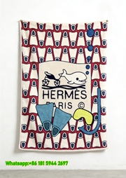 Hermès Whale & Diving Flannel Throw Blanket IMG_5058